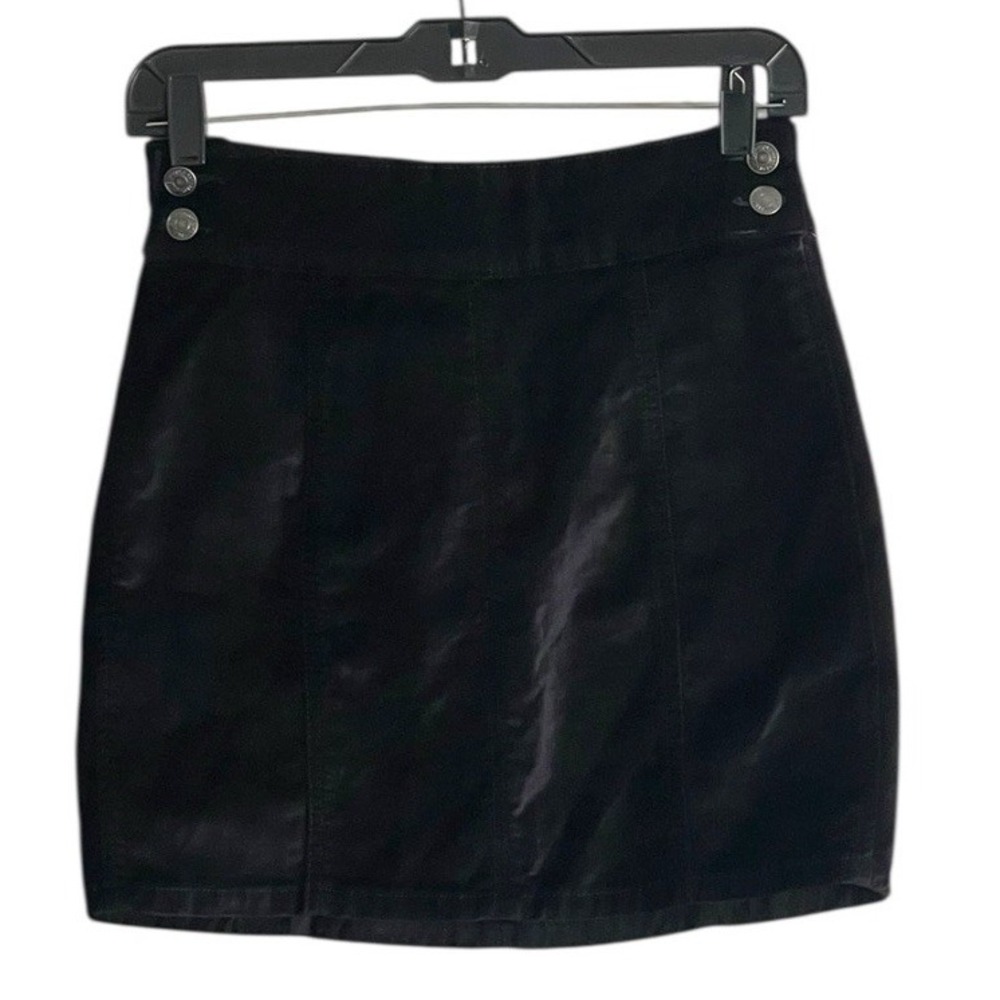 Free People Velvet Black Mini Skirt Size 26 Dark Academia Grunge Y2K Goth